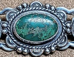 Vintage Fred Harvey Era Navajo Sterling Silver & Natural Turquoise Pin Brooch