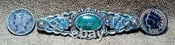 Vintage Fred Harvey Era Navajo Sterling Silver & Natural Turquoise Pin Brooch