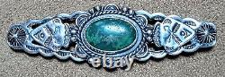 Vintage Fred Harvey Era Navajo Sterling Silver & Natural Turquoise Pin Brooch