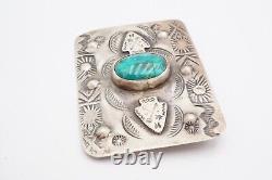 Vintage Fred Harvey Era Navajo Sterling Silver Turquoise Brooch Pin