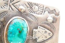 Vintage Fred Harvey Era Navajo Sterling Silver Turquoise Brooch Pin