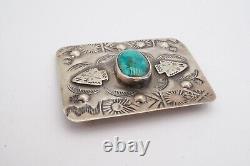 Vintage Fred Harvey Era Navajo Sterling Silver Turquoise Brooch Pin