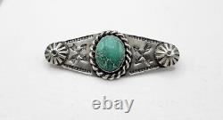 Vintage Fred Harvey Era Navajo Sterling Silver Turquoise Crossed Arrows Brooch