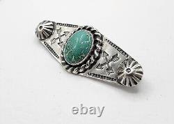 Vintage Fred Harvey Era Navajo Sterling Silver Turquoise Crossed Arrows Brooch