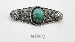Vintage Fred Harvey Era Navajo Sterling Silver Turquoise Crossed Arrows Brooch