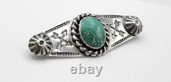Vintage Fred Harvey Era Navajo Sterling Silver Turquoise Crossed Arrows Brooch