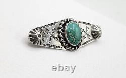 Vintage Fred Harvey Era Navajo Sterling Silver Turquoise Crossed Arrows Brooch