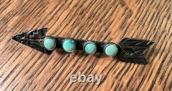 Vintage Fred Harvey Era Sterling Silver Turquoise Arrow Pin 4.56g