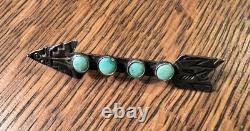 Vintage Fred Harvey Era Sterling Silver Turquoise Arrow Pin 4.56g