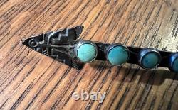 Vintage Fred Harvey Era Sterling Silver Turquoise Arrow Pin 4.56g