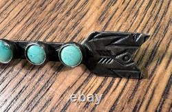 Vintage Fred Harvey Era Sterling Silver Turquoise Arrow Pin 4.56g