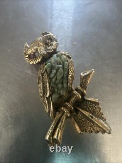Vintage GREAT HORNED OWL INLAY PIN brooch pendant sterling 2.5 MOP Southwestern