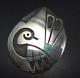 Vintage Hopi Sterling Silver Overlay Quail Pin/brooch With Inlaid Turquoise