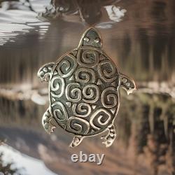 Vintage Handmade Signed AF Fuelle Overlay SS 925 Turtle Brooch Native American