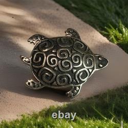 Vintage Handmade Signed AF Fuelle Overlay SS 925 Turtle Brooch Native American