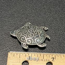 Vintage Handmade Signed AF Fuelle Overlay SS 925 Turtle Brooch Native American