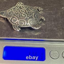 Vintage Handmade Signed AF Fuelle Overlay SS 925 Turtle Brooch Native American