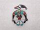 Vintage Handmade Zuni Inlay Thunderbird Multi Stone Pin Brooch Turquoise