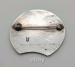 Vintage Hopi ELDON JAMES Sterling Silver Overlay Brooch Pin Bird Roadrunner