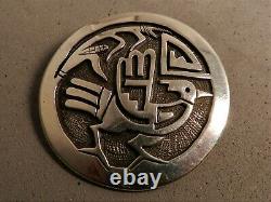 Vintage Hopi Mcbride Lomayestewa Silver Overlay Pin/pendant, Bird & Corn, Signed