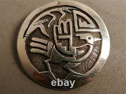 Vintage Hopi Mcbride Lomayestewa Silver Overlay Pin/pendant, Bird & Corn, Signed