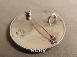 Vintage Hopi Mcbride Lomayestewa Silver Overlay Pin/pendant, Bird & Corn, Signed