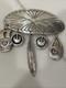 Vintage Hopi Silver Overlay Pin/brooch With Charms Signed By Artist K. J