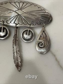 Vintage Hopi Silver Overlay Pin/Brooch with Charms Signed by Artist K. J
