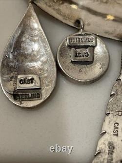 Vintage Hopi Silver Overlay Pin/Brooch with Charms Signed by Artist K. J