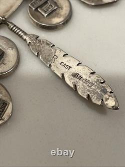 Vintage Hopi Silver Overlay Pin/Brooch with Charms Signed by Artist K. J
