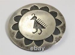 Vintage Hopi Sterling Silver Old Pawn Stamped Overlay Quail Bird Brooch Pin