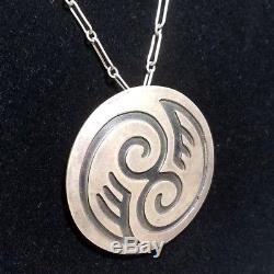 Vintage Hopi Sterling Silver Overlay Handmade Pin Pendant Brooch Necklace