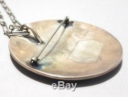 Vintage Hopi Sterling Silver Overlay Handmade Pin Pendant Brooch Necklace