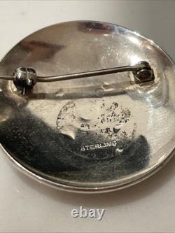 Vintage Hopi Sterling Silver Overlay Turtle Sun Pin Pendant 8.9g