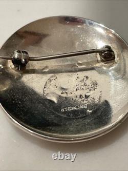 Vintage Hopi Sterling Silver Overlay Turtle Sun Pin Pendant 8.9g