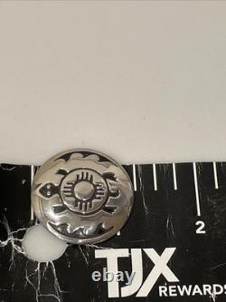 Vintage Hopi Sterling Silver Overlay Turtle Sun Pin Pendant 8.9g