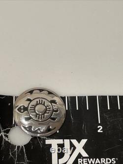 Vintage Hopi Sterling Silver Overlay Turtle Sun Pin Pendant 8.9g