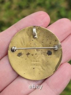 Vintage Hopi Steven Sockyma Overlay Crow Mother Sterling Silver/brass Brooch Pin