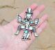 Vintage Inlaid Zuni Knifewing Sterling Pin Signed 3 1/2 Inches Signed