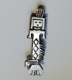 Vintage Jimmy Victor Begay Navajo Sterling Silver Kachina Pin Brooch 2-3/8 Tall