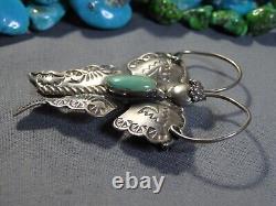 Vintage Joe Eby TURQUOISE Sterling Silver 2.18 BUTTERFLY working PIN signed