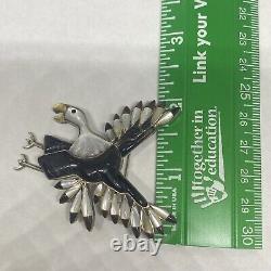 Vintage LB Chavez Zuni Inlaid Stone Eagle Figural Brooch Pin