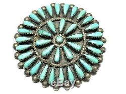 Vintage Ladies Sterling Silver Turquoise Stone Pin/Brooch/Pendant ZUNI