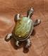 Vintage Large Handcrafted Navajo Sterling Turquoise Turtle Brooch Pin Pendant