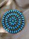 Vintage Large Native American Petite Point Turquoise Pin/pendant Signed