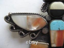 Vintage NATIVE AMERICAN KNIFEWING Zuni TURQUOISE Sterling Silver Pin Old Pawn