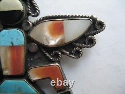 Vintage NATIVE AMERICAN KNIFEWING Zuni TURQUOISE Sterling Silver Pin Old Pawn