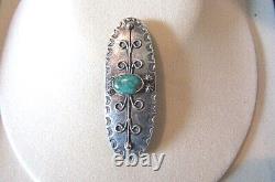 Vintage NATIVE AMERICAN NAVAJO Sterling Silver TURQUOISE PIN/BROOCH