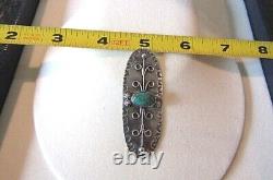 Vintage NATIVE AMERICAN NAVAJO Sterling Silver TURQUOISE PIN/BROOCH