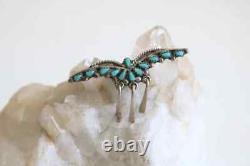 Vintage NATIVE AMERICAN Sterling Silver-Turquoise Petite Butterfly Brooch 2.7g